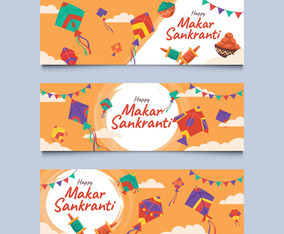 Set of Makar Sankranti Banner