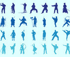 Fighting People Silhouettes Set