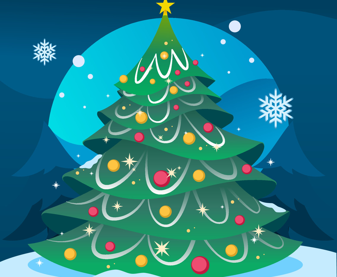 Festive Christmas Tree in the Christmas Eve