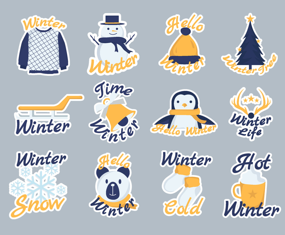 Collection sticker winter festival object