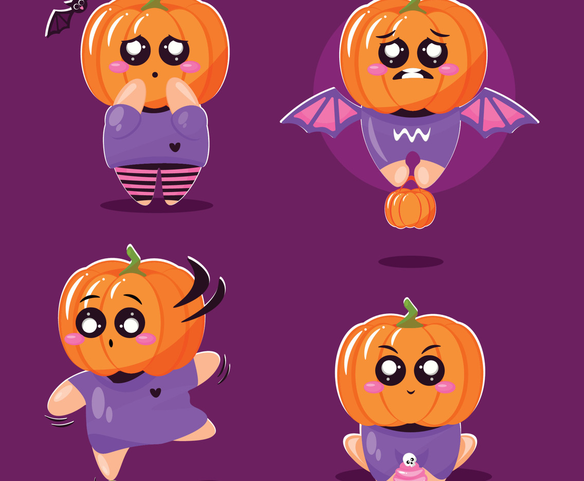 Set of Jack O'Lantern Pumpkin Character