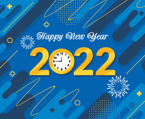 Happy New Year 2022 with Blue Background