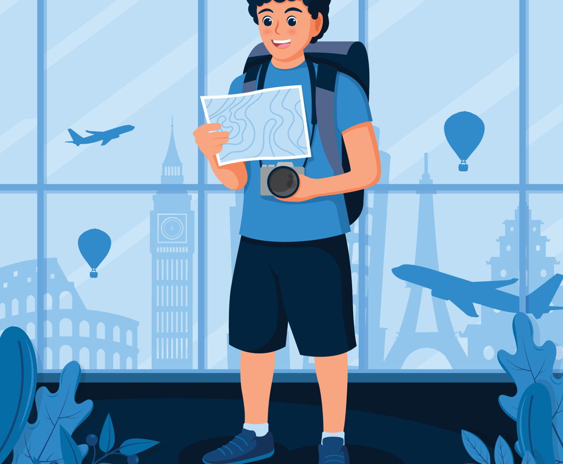 Travelling Man With Backpack