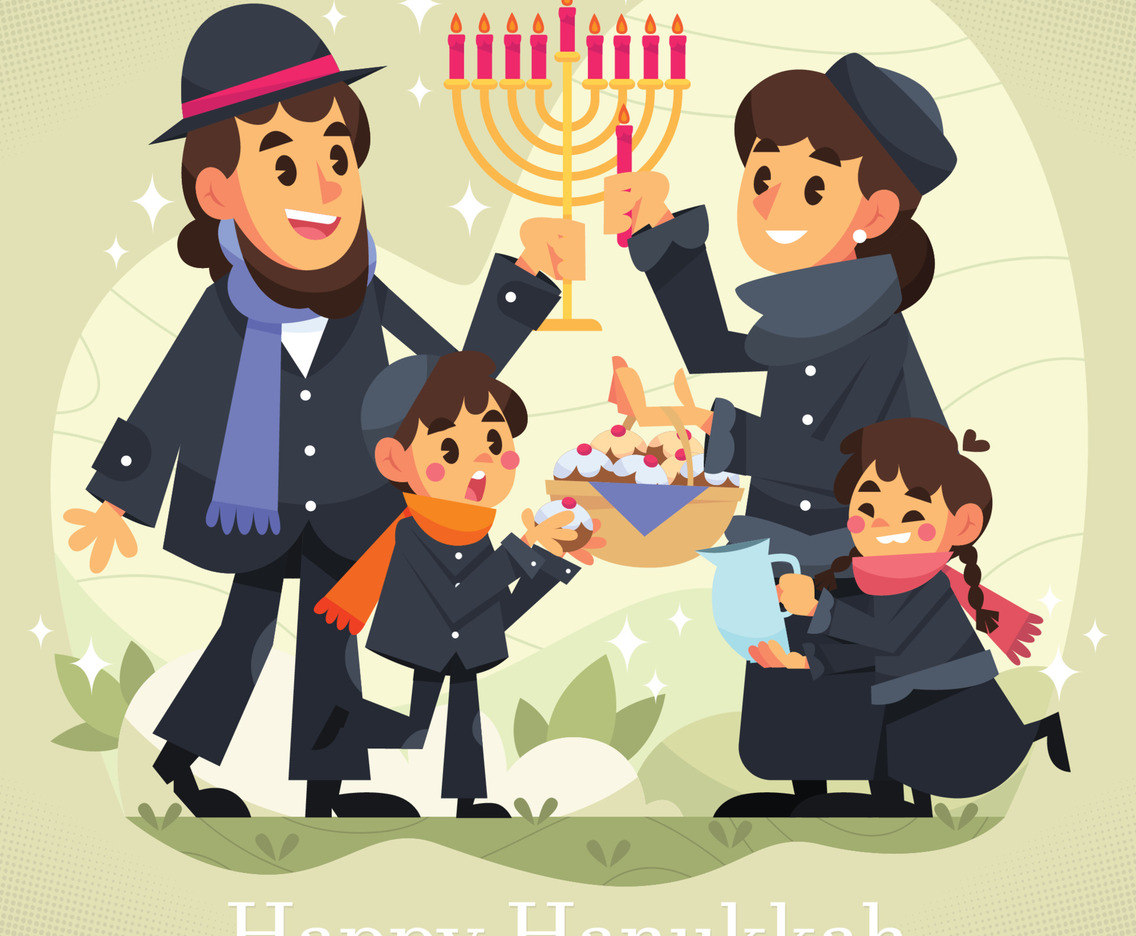 Celebrating Hanukkah with Families Concept