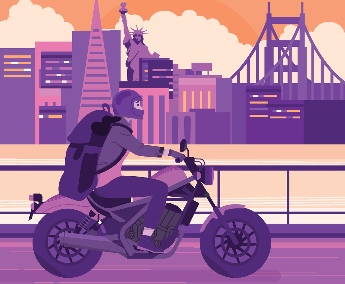 Women Touring With Motorcycle Concept