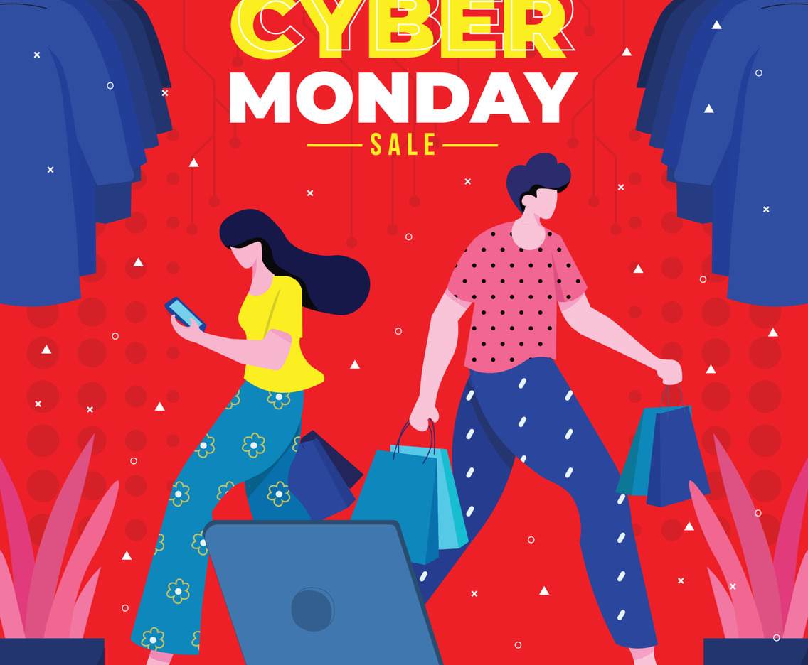 People Shopping Online On Cyber Monday Sale Concept