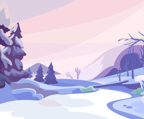 Landscape of a Trail in the Forest at Winter