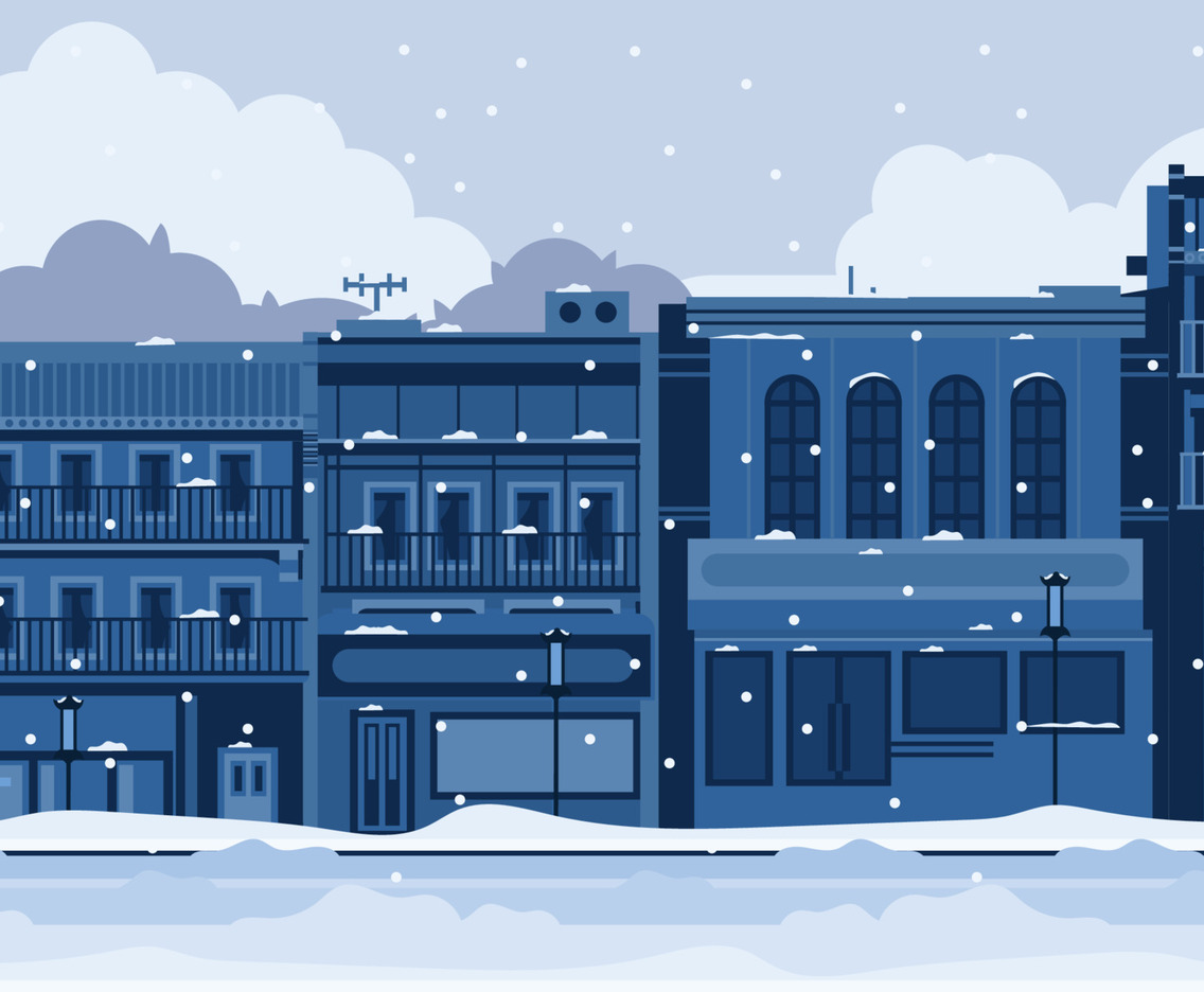 Quiet City Road on a Winter Season Concept