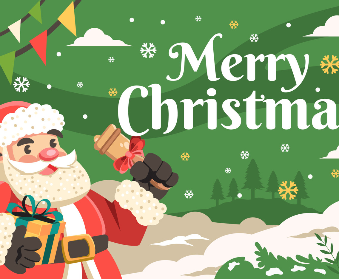 Santa with Gift Box and Bell