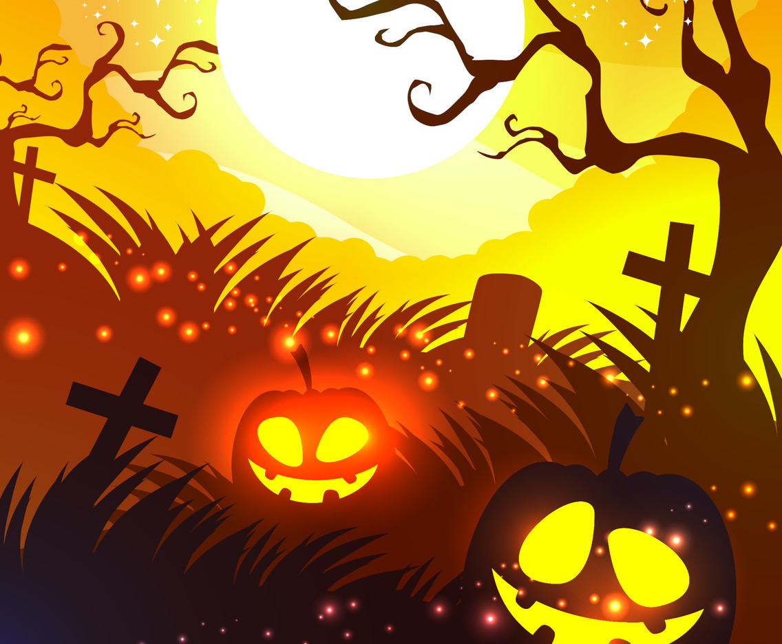 Happy Halloween Pumpkin in the Field