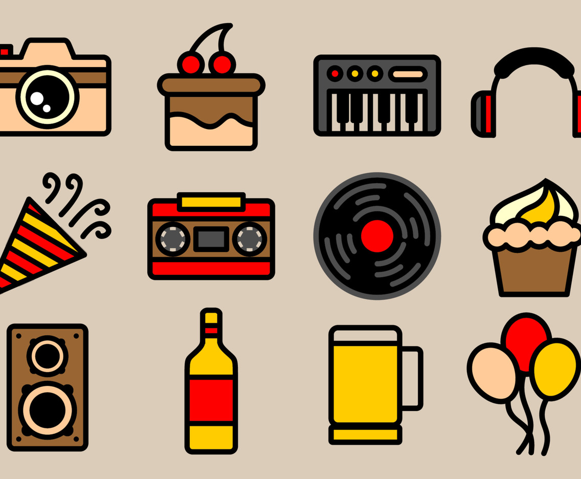 Party Flat Icon Set