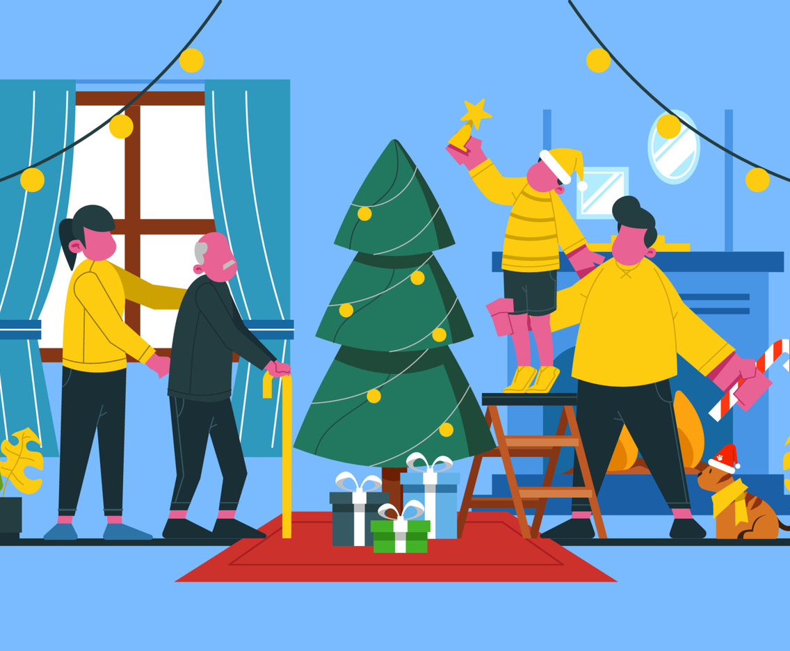 Happy Family Celebrate Christmas
