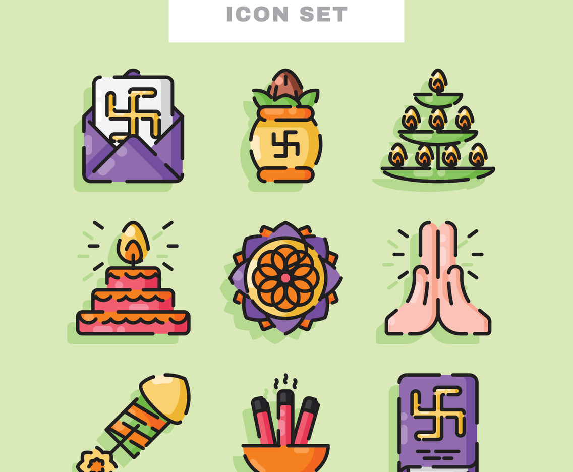 Happy Diwali Icon Set