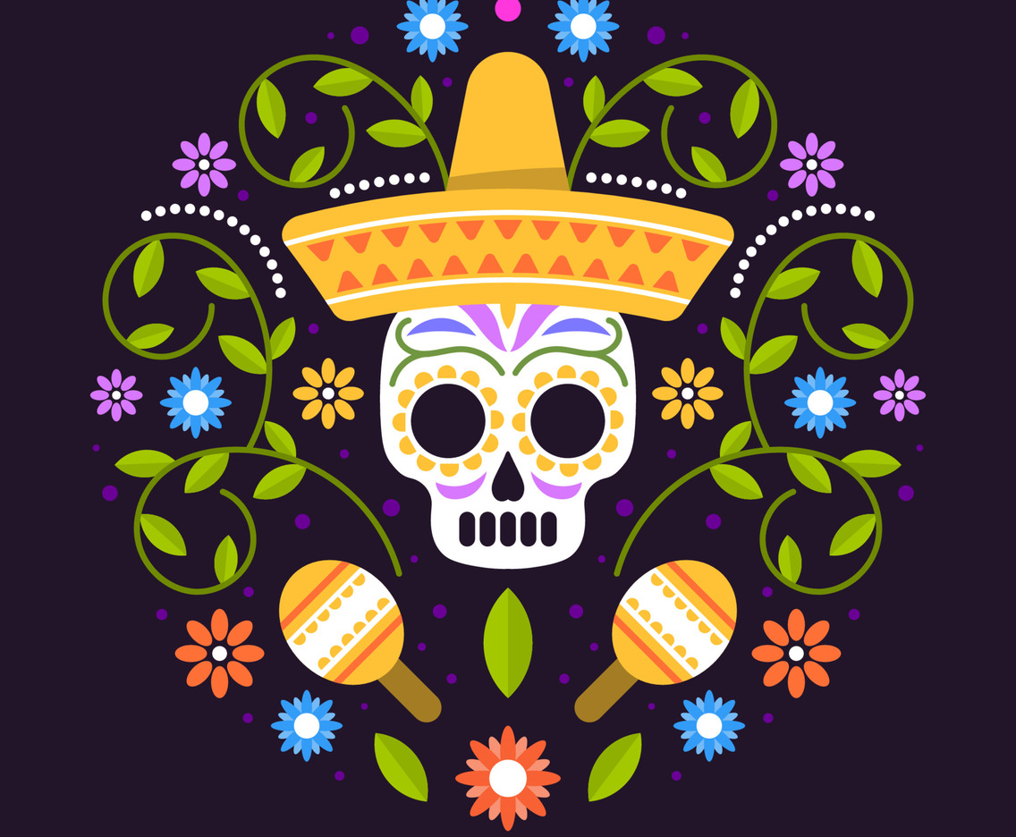 Dia De Los Muertos with Ornament Background