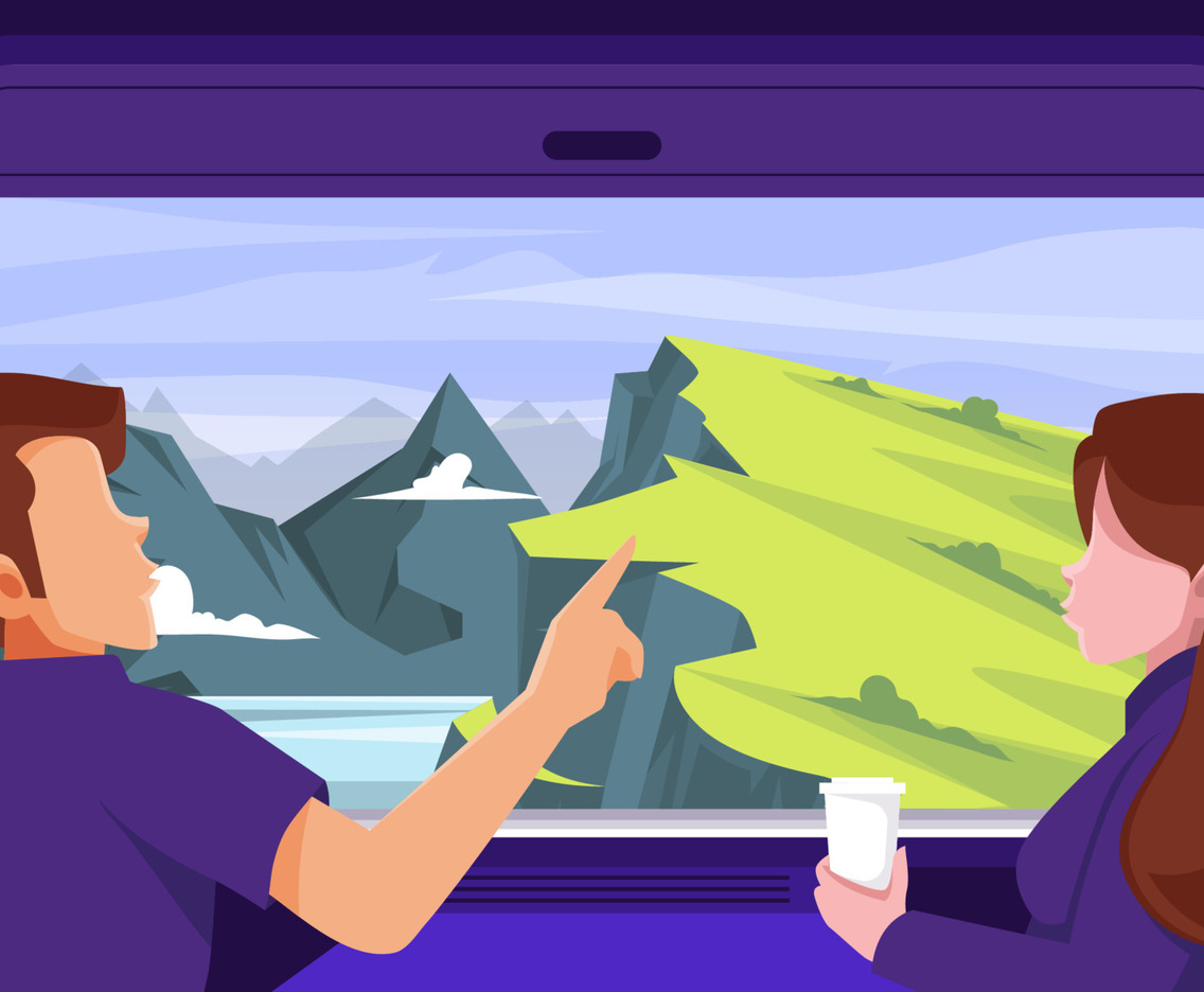 Couple Traveling By Train