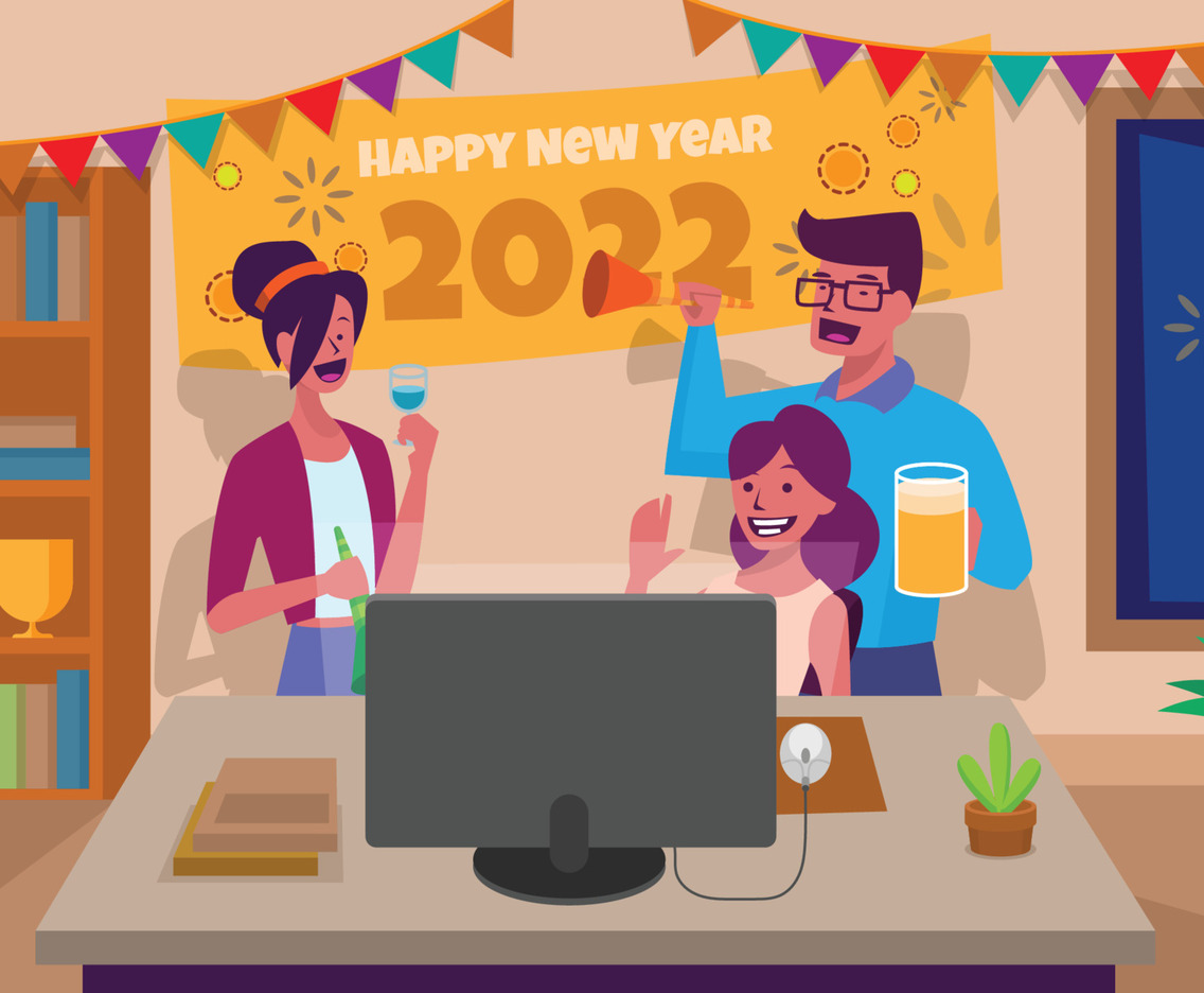 Celebrating New Year 2022 by Video Call
