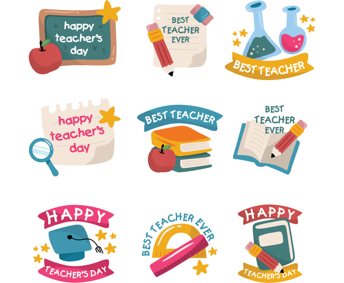 Happy Teacher's Day Doodle Sticker Set