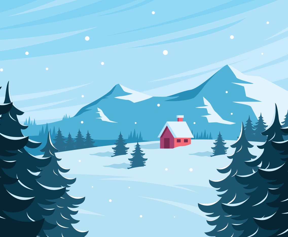 Mountain Cabin During Winter