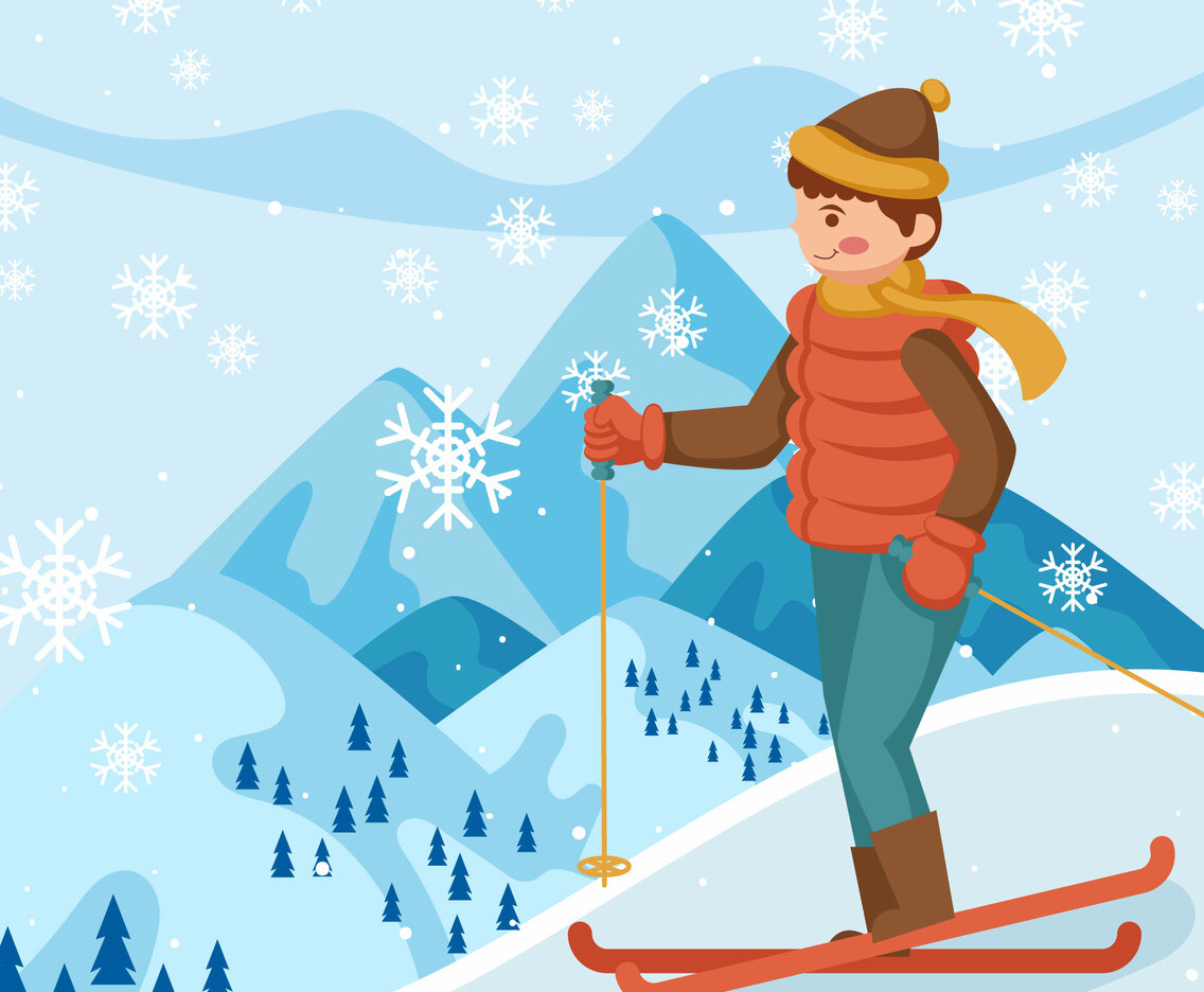 A Man Plays Snow Ski on Winter