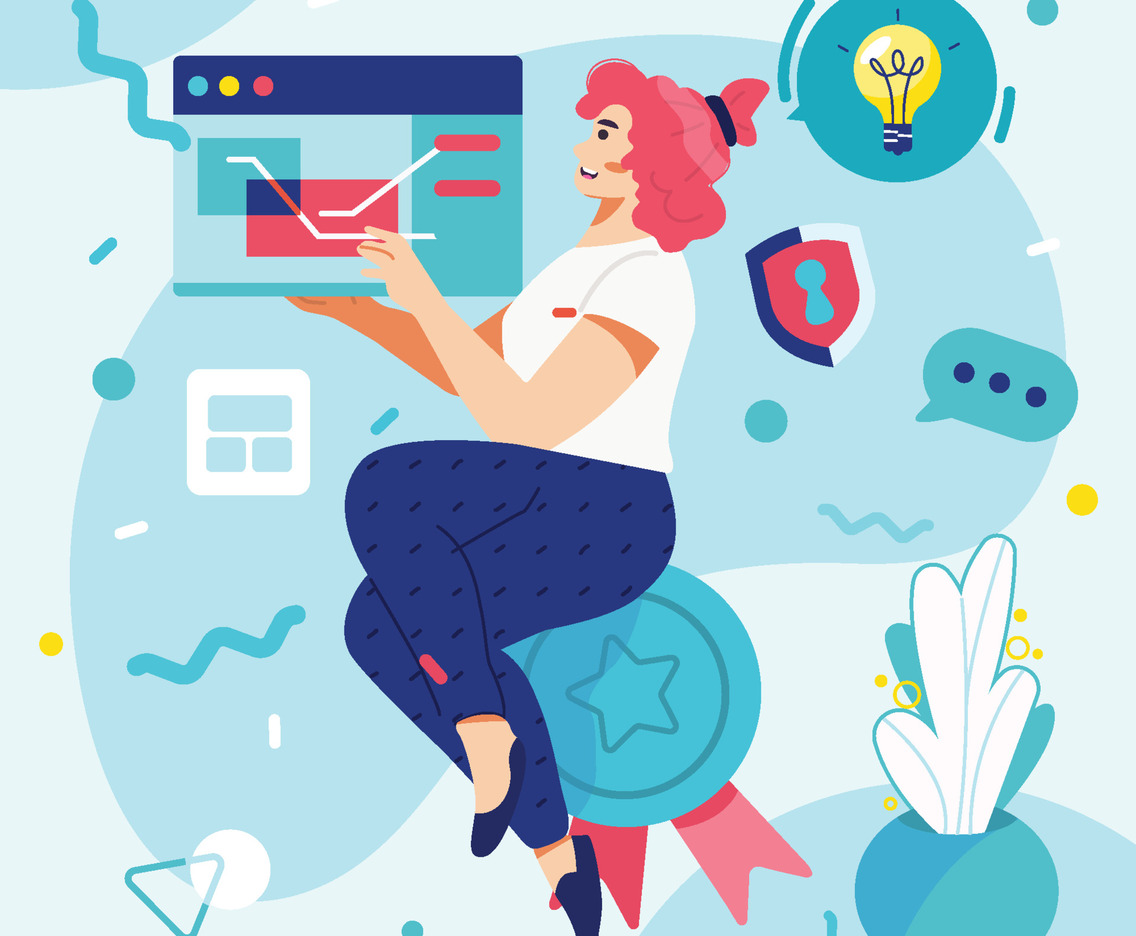 Success Woman Programmer Plan Her Project Concept