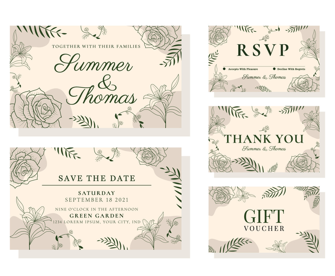 Wedding Invitation Floral Card Template