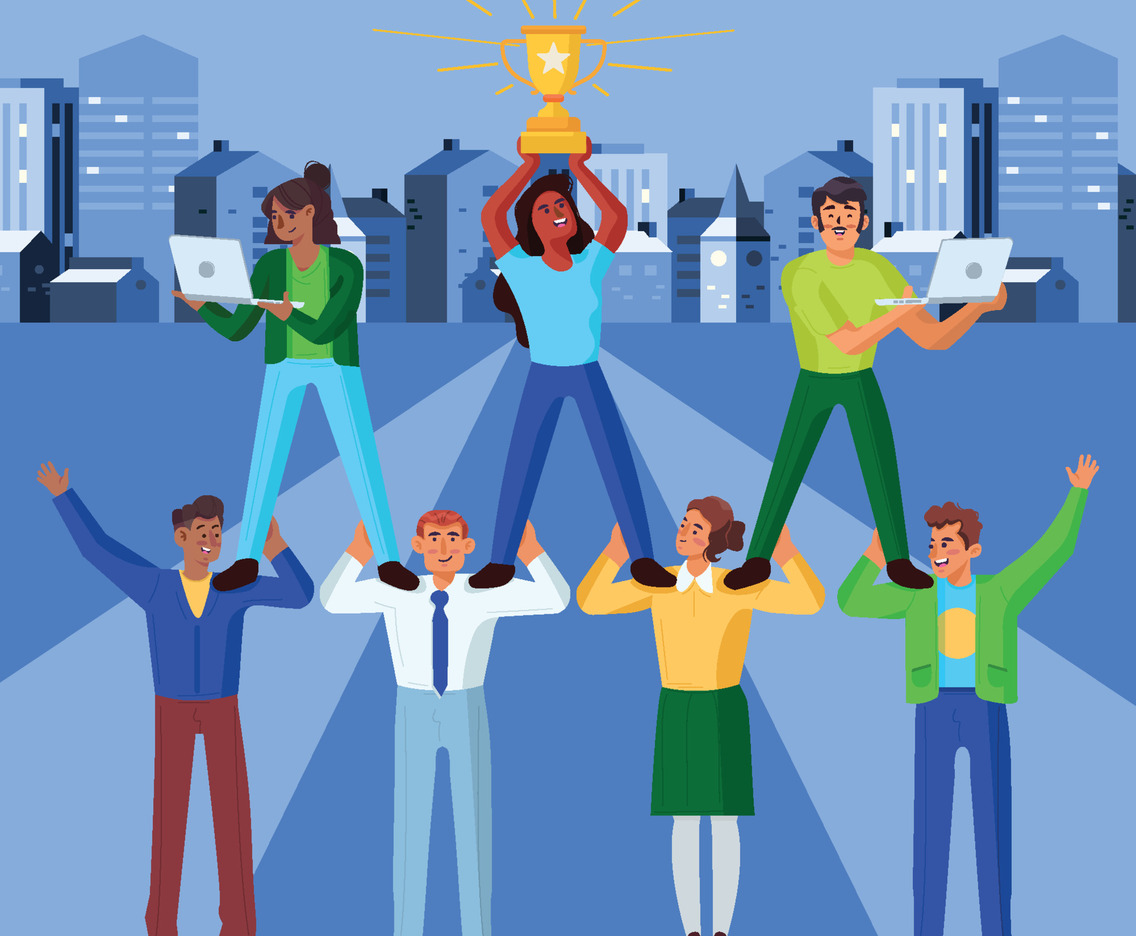 Women Achieve New Level Career With Coworkers Help
