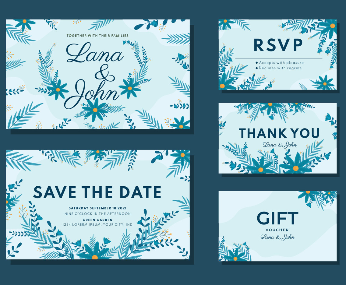 Winter Wedding Invitation Template Card Set