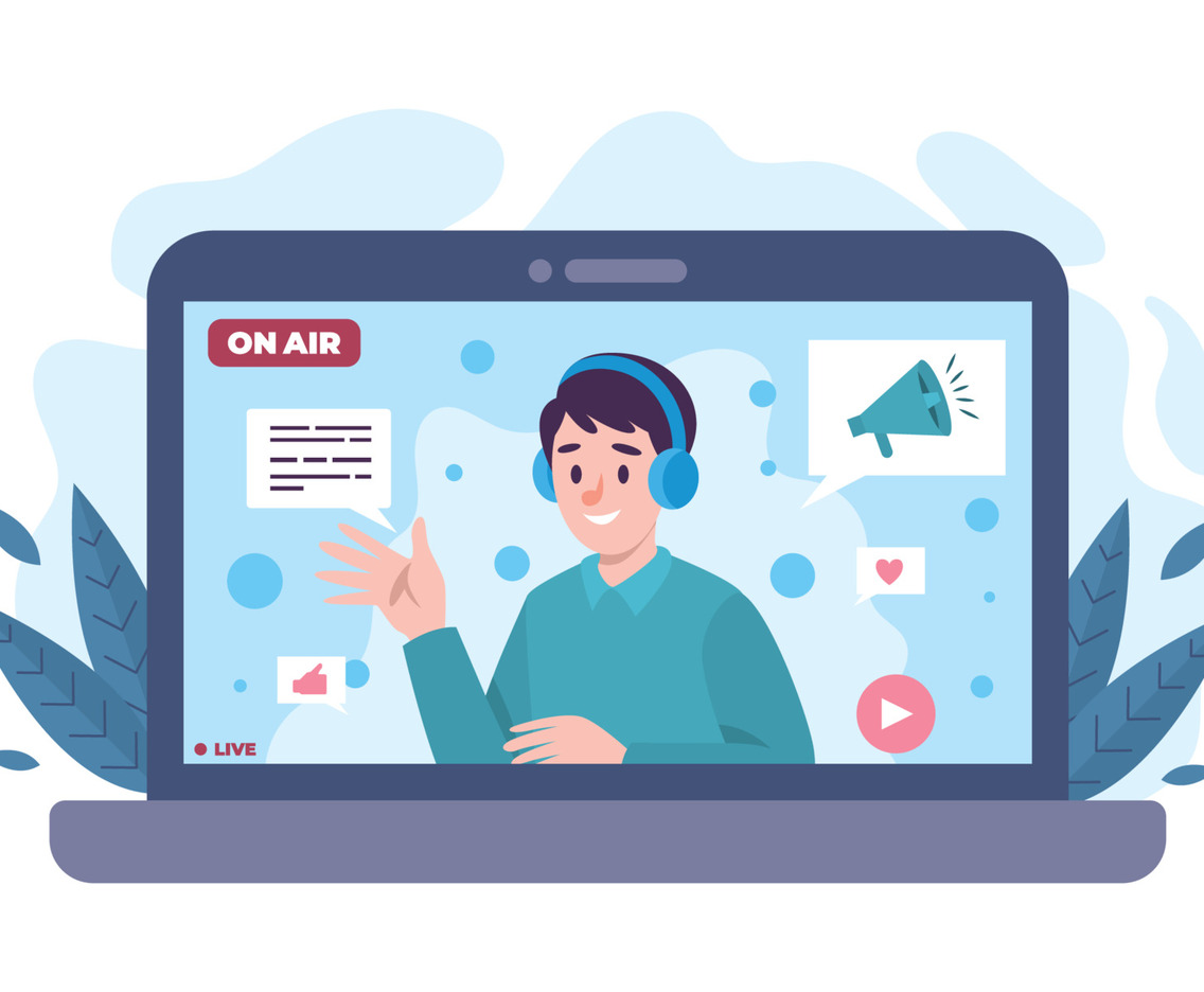 A Man Doing Online Broadcasting in Social Media