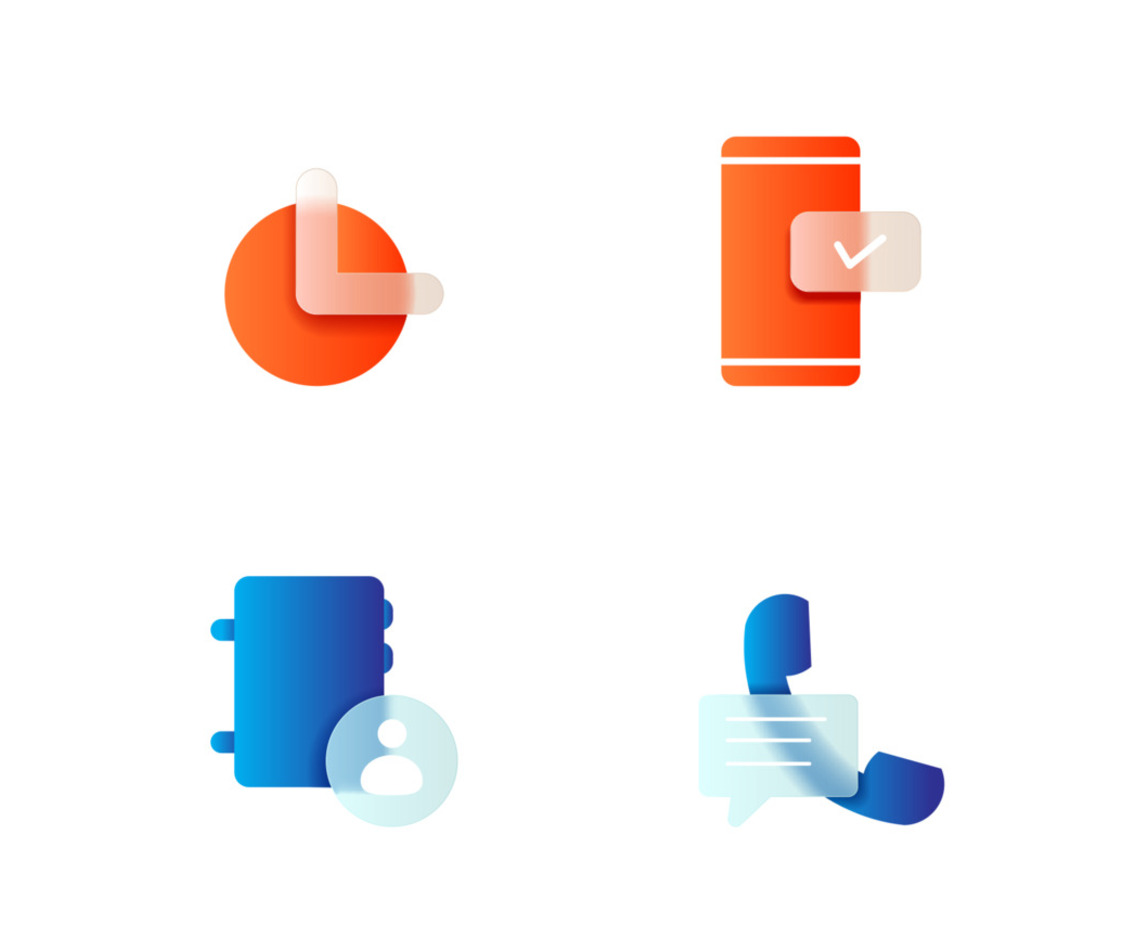Business Icon Set in Glassmorphism Style