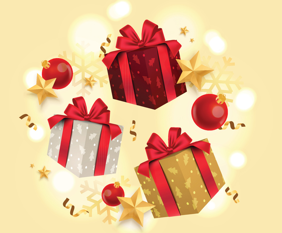 Realistic Christmas Gifts with Ornaments