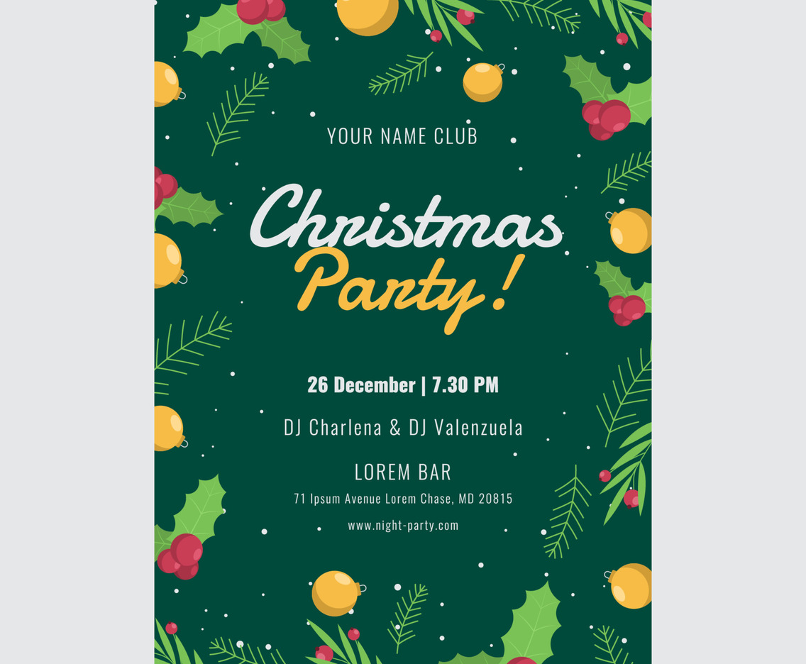 Floral Christmas Poster Template
