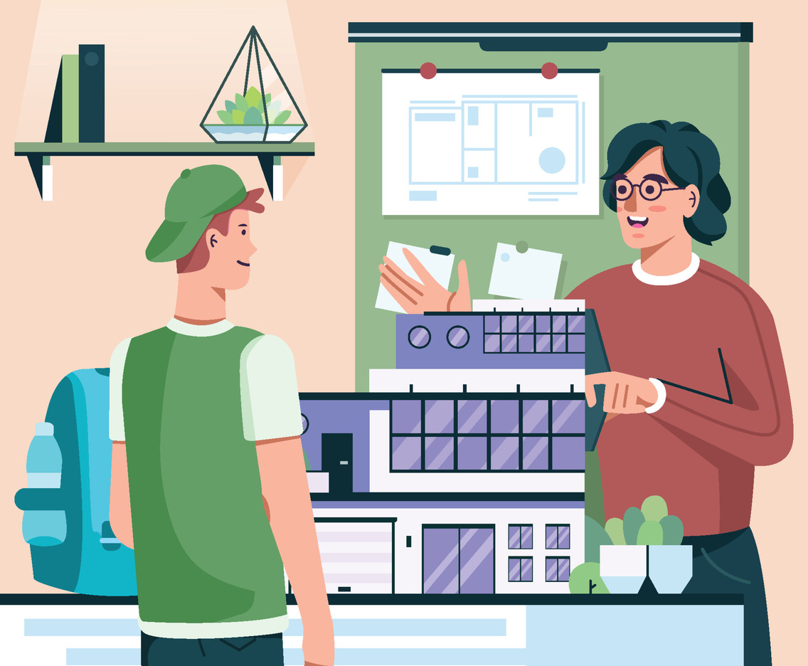 Architect Lecturer Explain to His College Student