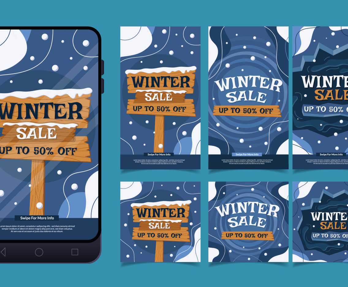 Winter Sale Social Media Post and Story Template