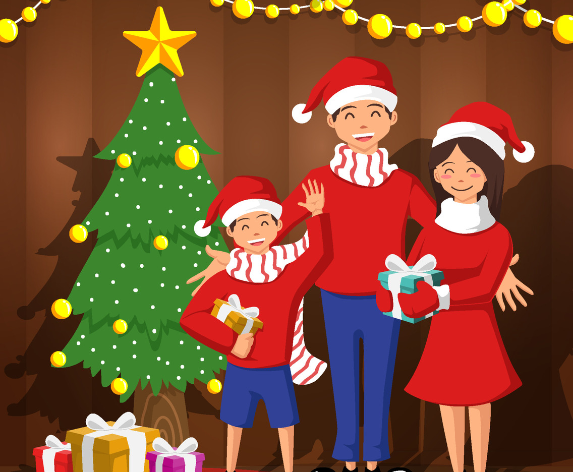 Family Celebrate Christmas Eve