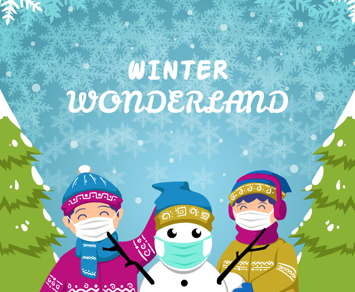 Children Playing Snowball in Winter Background