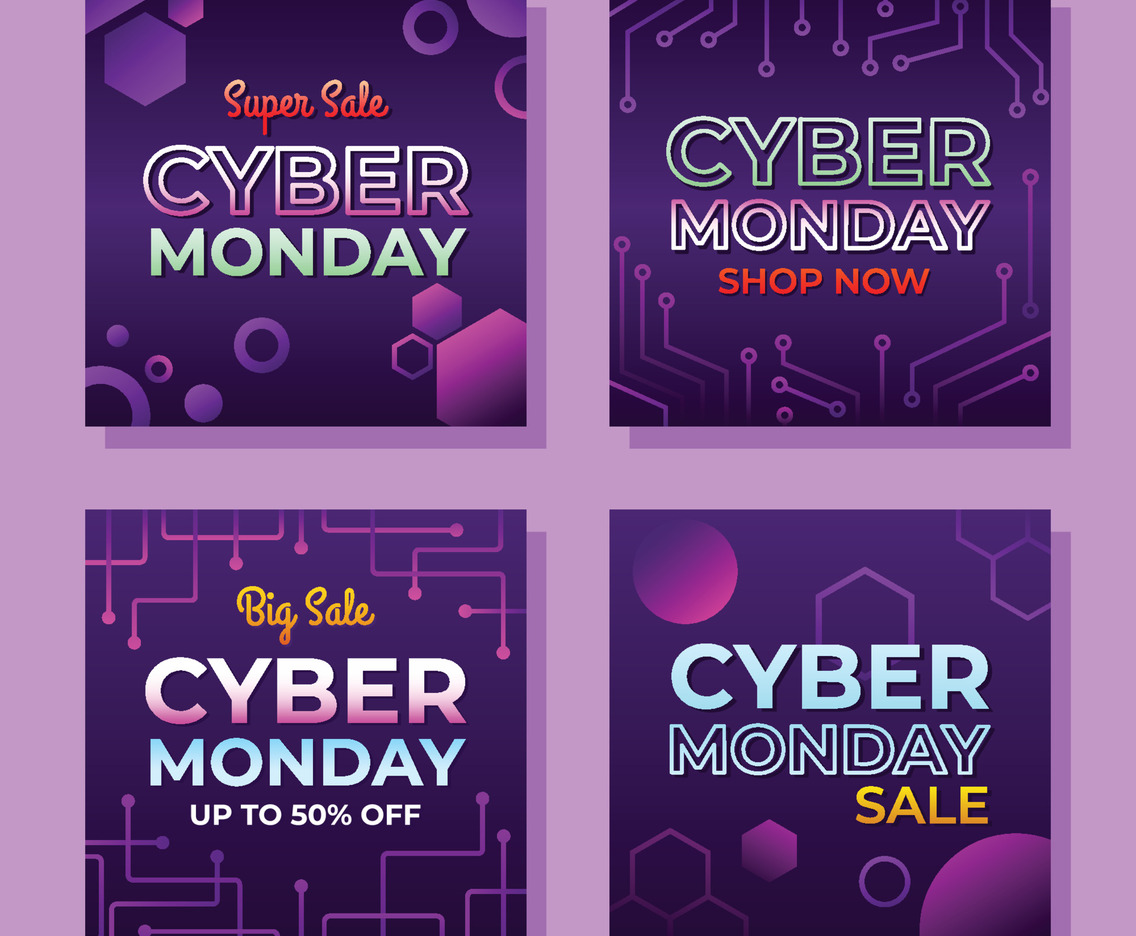 Cyber Monday Sale Social Media Post and Cards