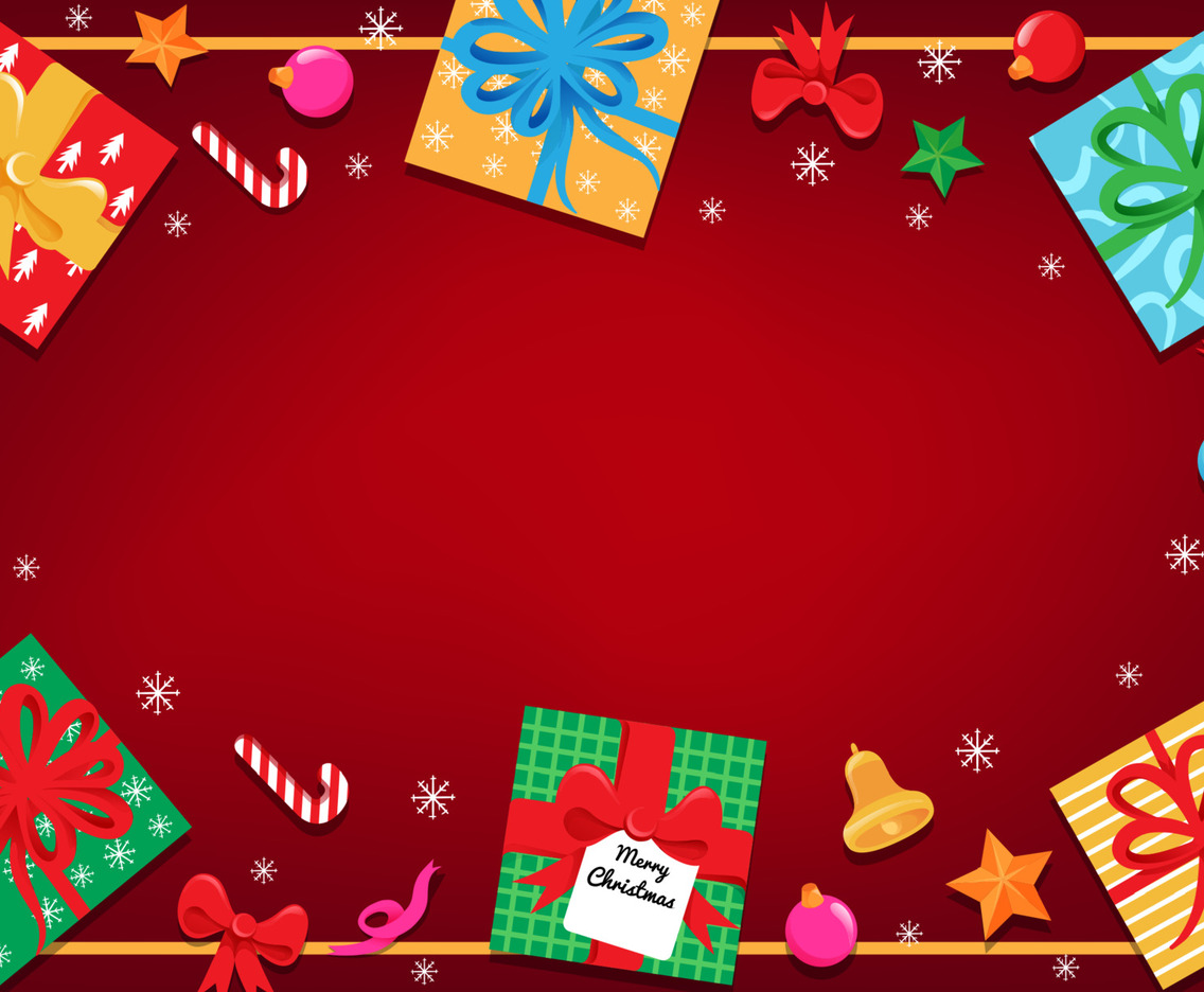 Christmas Accessories and Gift Boxes Background