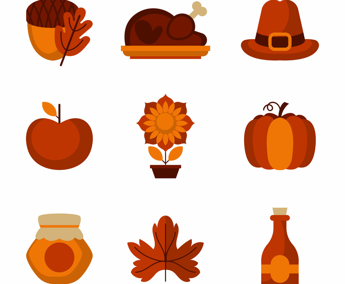 Cute icon on thanksgiving depicting gratitude in autumn