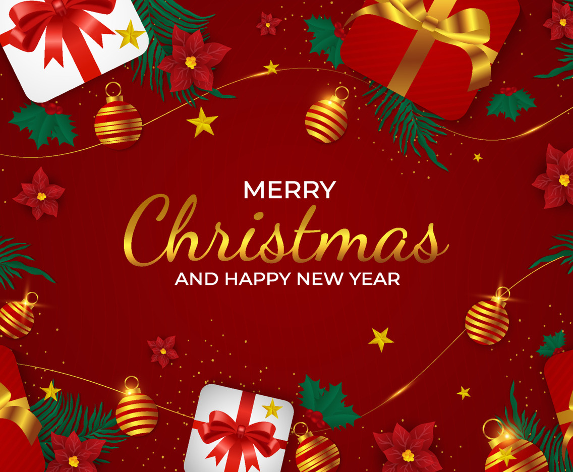 Marry Christmas Background Ornament with Poinsettia