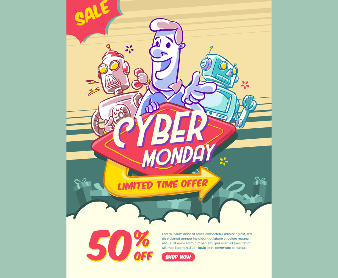 Retro Style of Cyber Monday Sale Poster