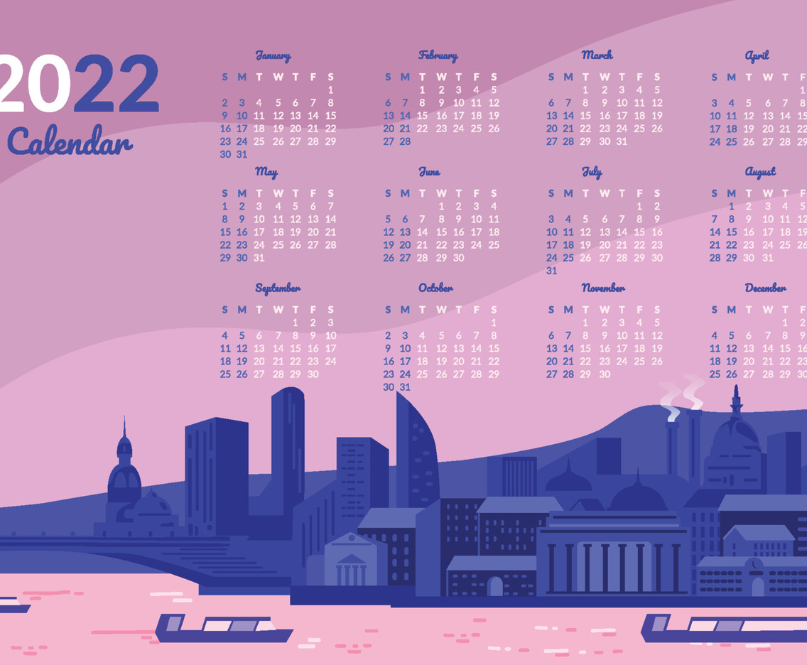 Modern Industry Landscape City Calendar Template