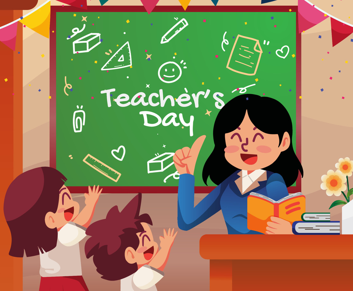 Teacher and Students are Celebrating Teacher's Day