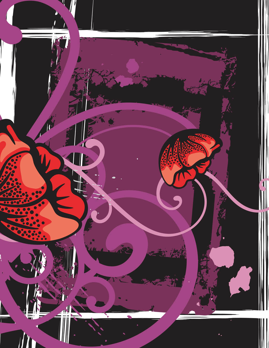 Grunge Poster With Flowers