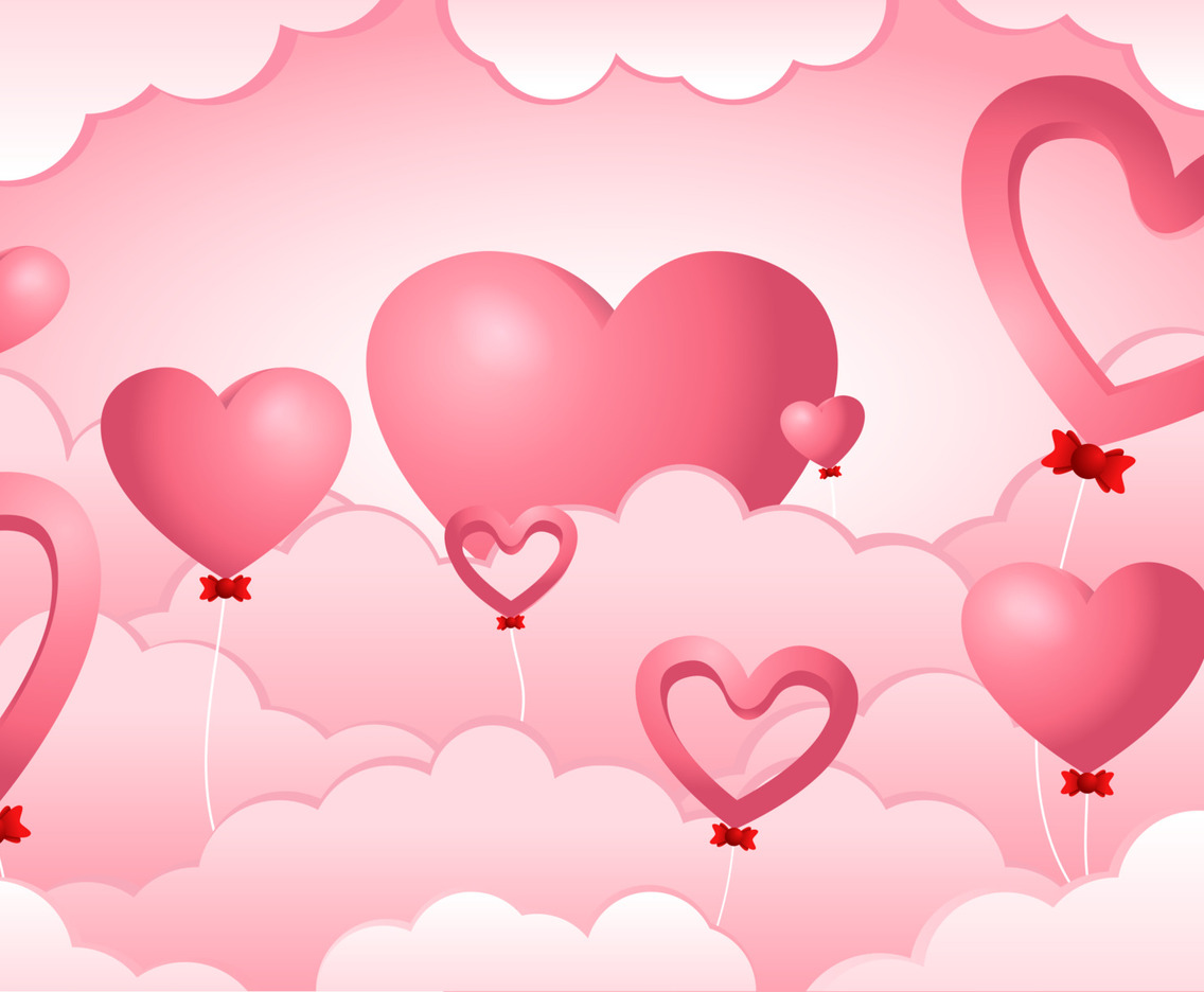 Pink Heart in Cloud Background