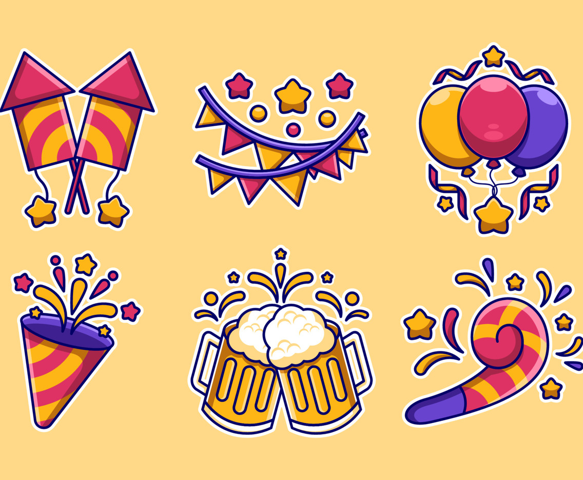 New Year Festivity Set Sticker