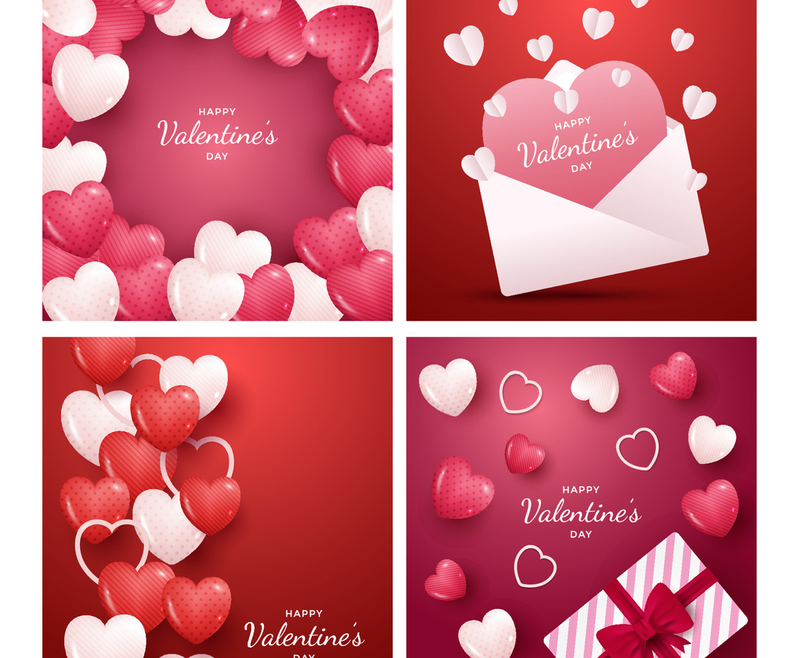 Greeting Card Happy Valentines Set