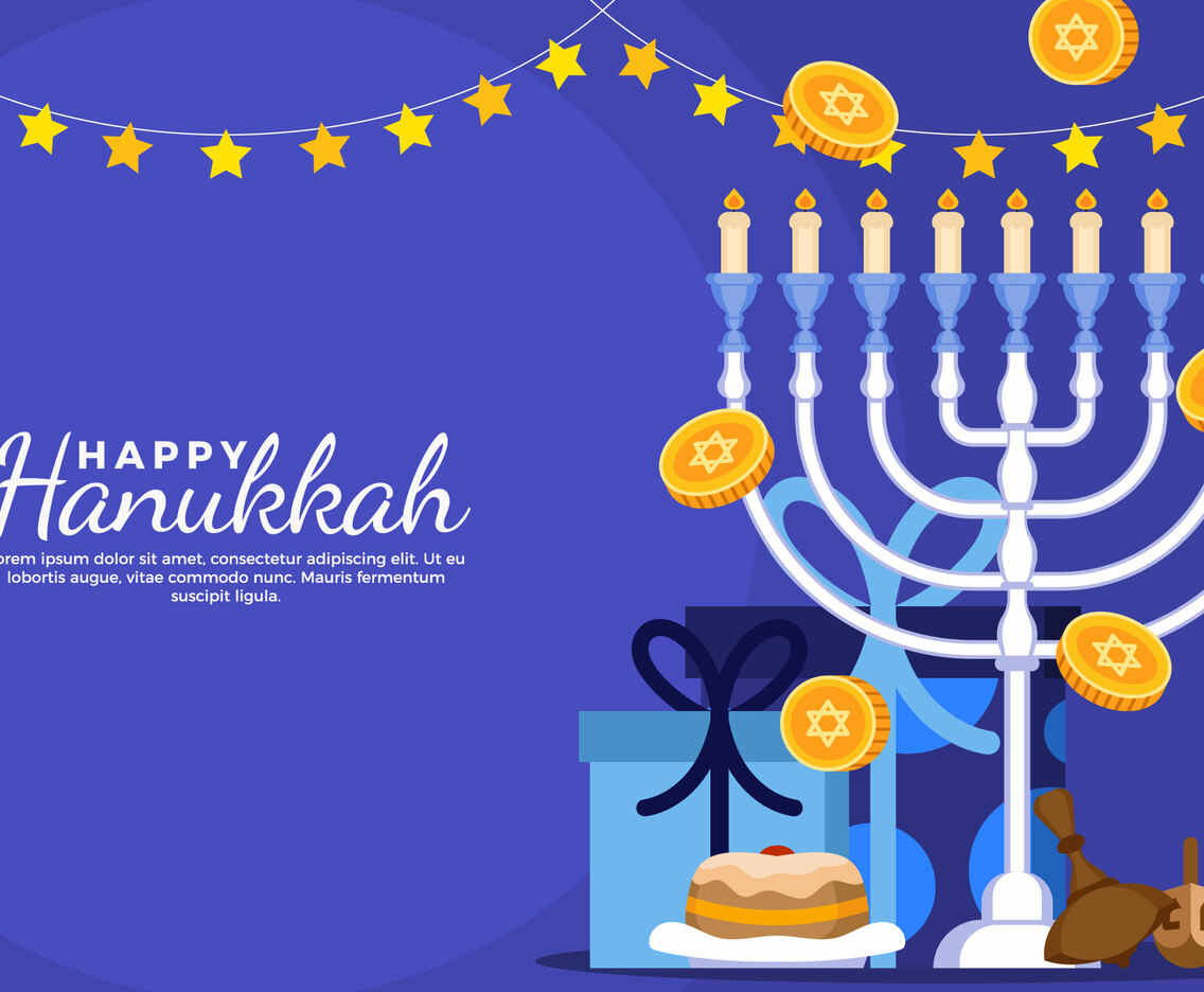 coins that fall beside the menorah during the Hanukkah festival