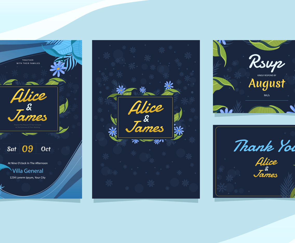 Wedding Invitation in Winter and Floral Theme