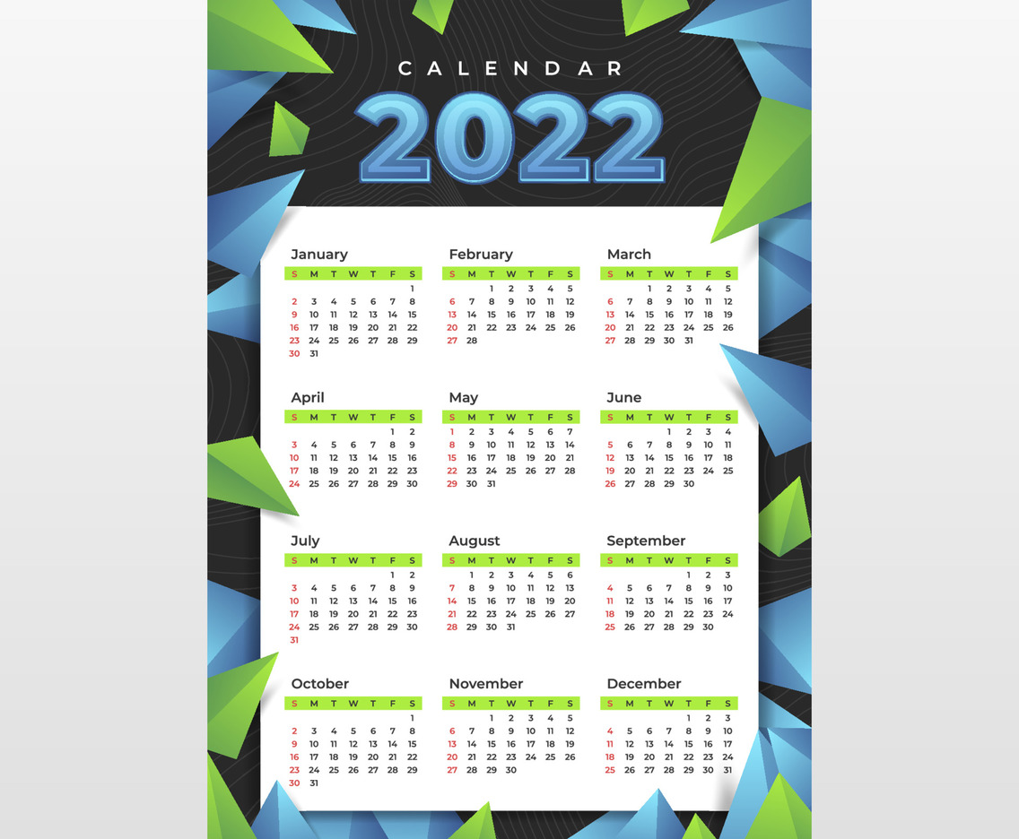2022 New Year Calendar Template