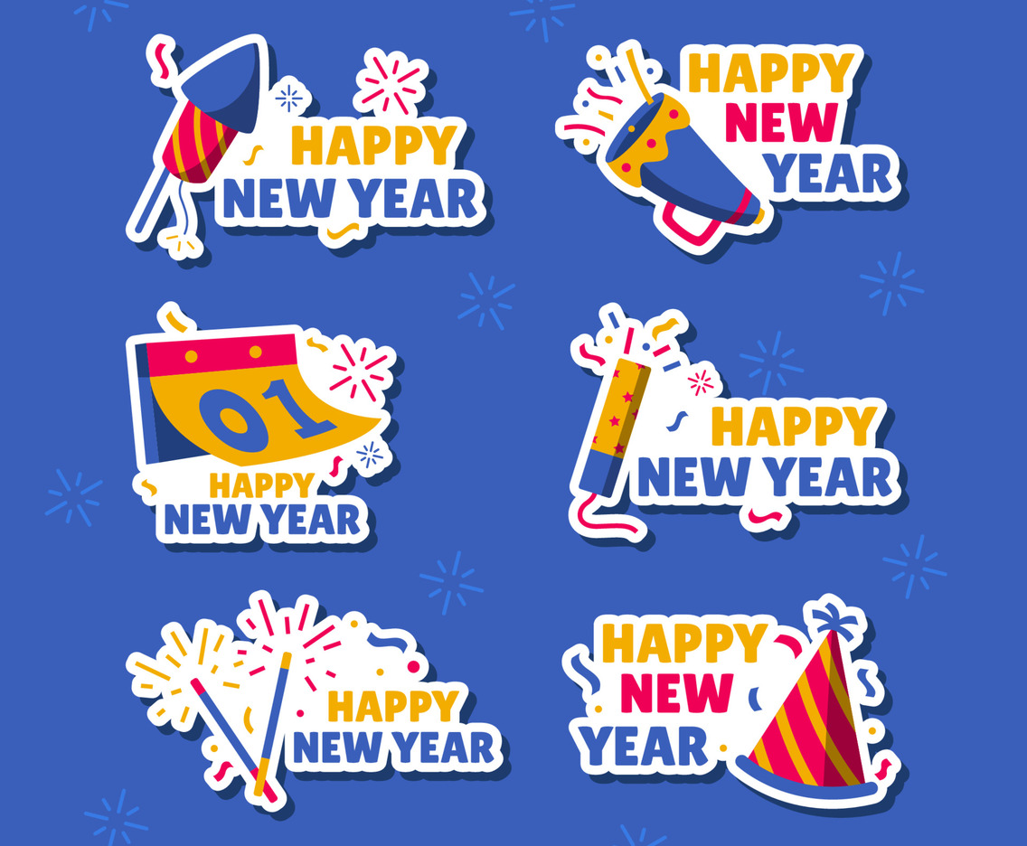 New Year Celebration Sticker Collection